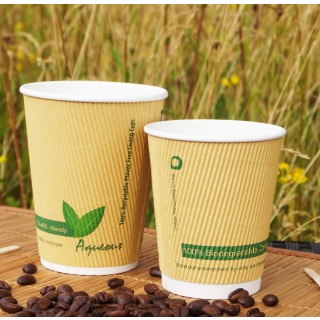 12oz Kraft Aqueous Compostable Ripple Cups(x500)